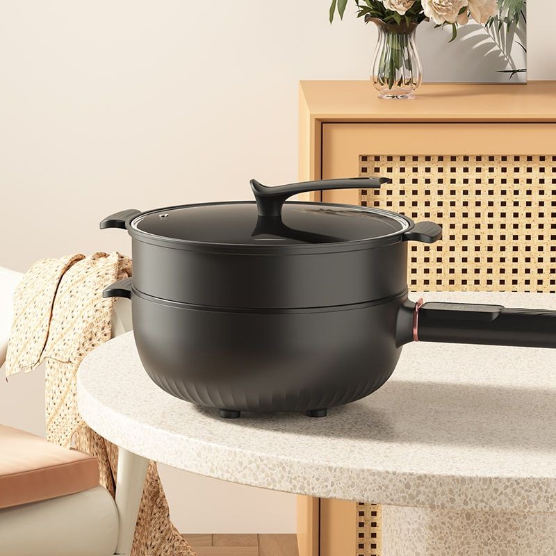 Chảo chiên điện mới và nồi nấu đa năng, nồi nấu điện gia đình, nồi nhỏ đa chức năng, nấu hấp cho sinh viên ký túc xá