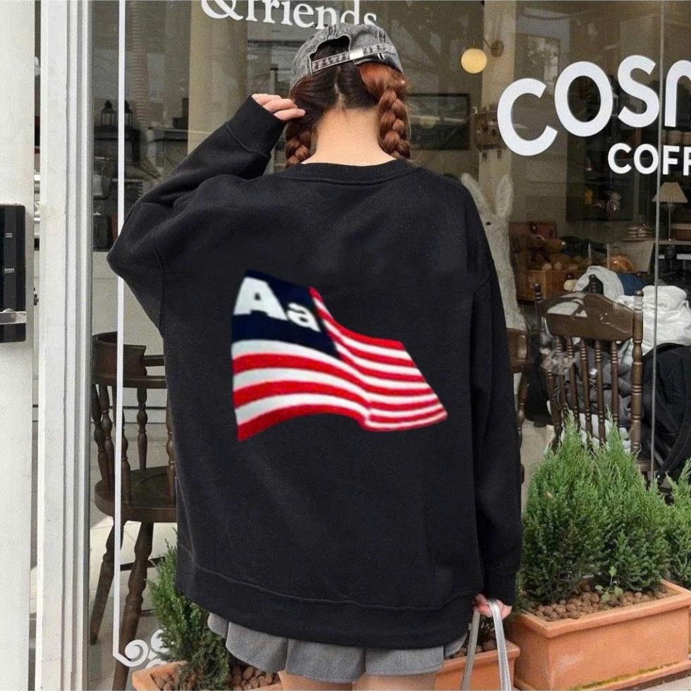Áo Sweater Nữ Form Rộng Tay Dài Siêu Ấm Unisex In Cờ Mỹ - Áo Nỉ Local Brand Ulzzang Style Hàn Quốc Cá Tính UT