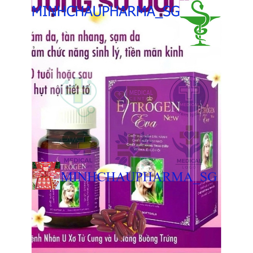 Viên uống ESTROGEN EVA, giúp hỗ trợ cải thiện các biểu hiện do suy giảm nôi tiết   . 1 hộp 30V
