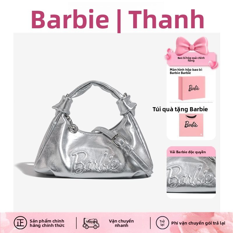 Barbie Túi xách Barbie bạc cao cấp, túi đeo vai đơn, túi đeo chéo mùa hè cho phụ nữ