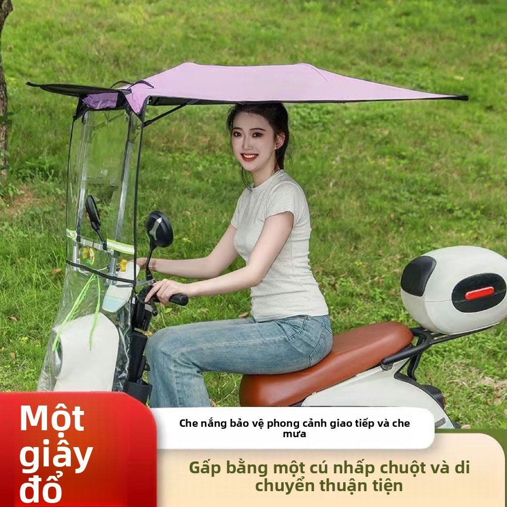 Áo che mưa xe máy điện, ô che nắng, xe tay ga pin, mái che mưa có thể thu gọn, chống gió, chống nước