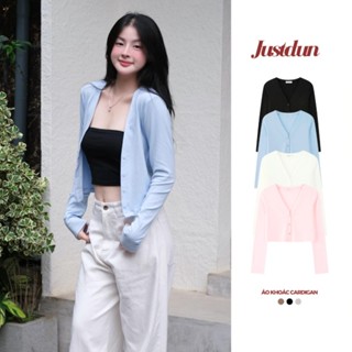 Áo Khoác Cardigan Basic Trơn Dáng rộng ôm vừa Cotton Mịn Nhiều Màu JUSTDUN K8 Pink.hill