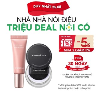 Combo Minisize Kem lười Carslan nâng tông da 5g và Phấn phủ Carslan kiềm dầu, chống nước lâu trôi 1g