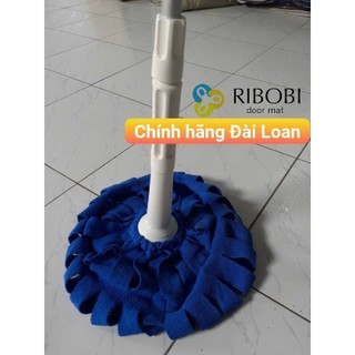 Cây Lau Nhà Vắt Tay RIBOBI Dài 135cm, Nùi Lau Cotton 100% Thấm Hút 45cm, Nhập Khẩu Đài Loan