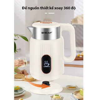 Ấm Siêu Tốc Mẫu Mới SHRAP SH-86 Dung Tích 2L Có 2 Lớp Cách Nhiệt, Công Suất 1500W Thân Chống Bỏng, Tự Động Ngắt Khi Sô