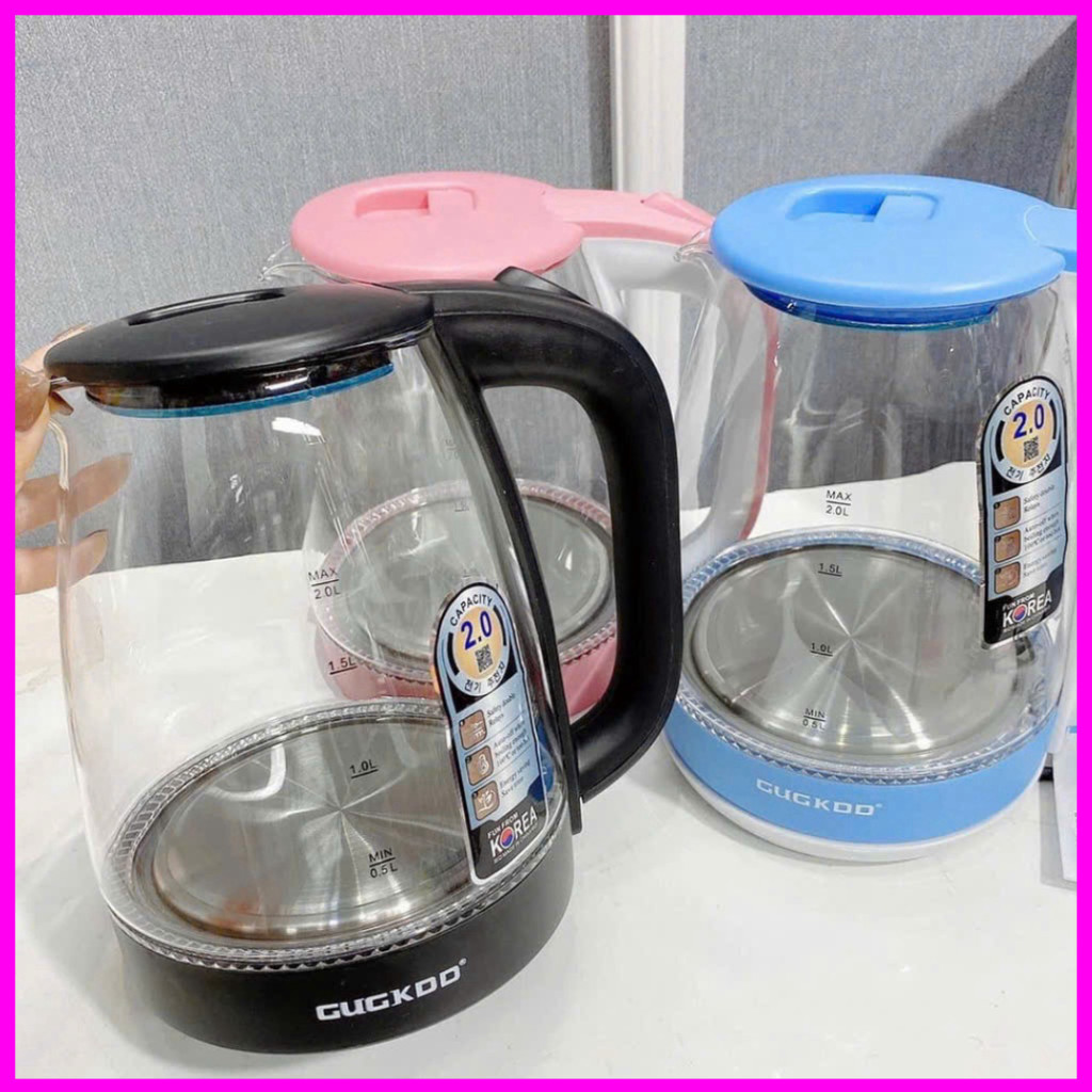 Ấm siêu tốc thủy tinh 2L công suất 1500w trong suốt có đèn led. Tự ngắt khi sôi