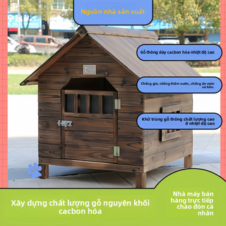  Nhà chó gỗ ngoài trời chống thấm nước nhà mèo lồng chó nhà chó gỗ nhà chó Teddy nhà chó gỗ lớn ngoài trời 