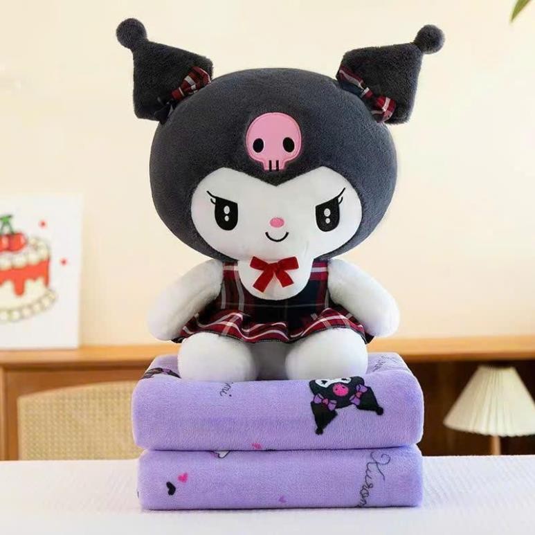 Gấu Bông Kuromi Melody Mặc Váy Công Chúa Kèm Chăn ANVIHOME Dễ Thương Sang Trọng, Gấu Kuromi Melody C