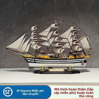 【1130Bộ Sưu Tập Người】Mô hình thuyền buồm trang trí Smooth Sailing, mô phỏng thủ công bằng gỗ cực lớn, giống hệt mô hình
