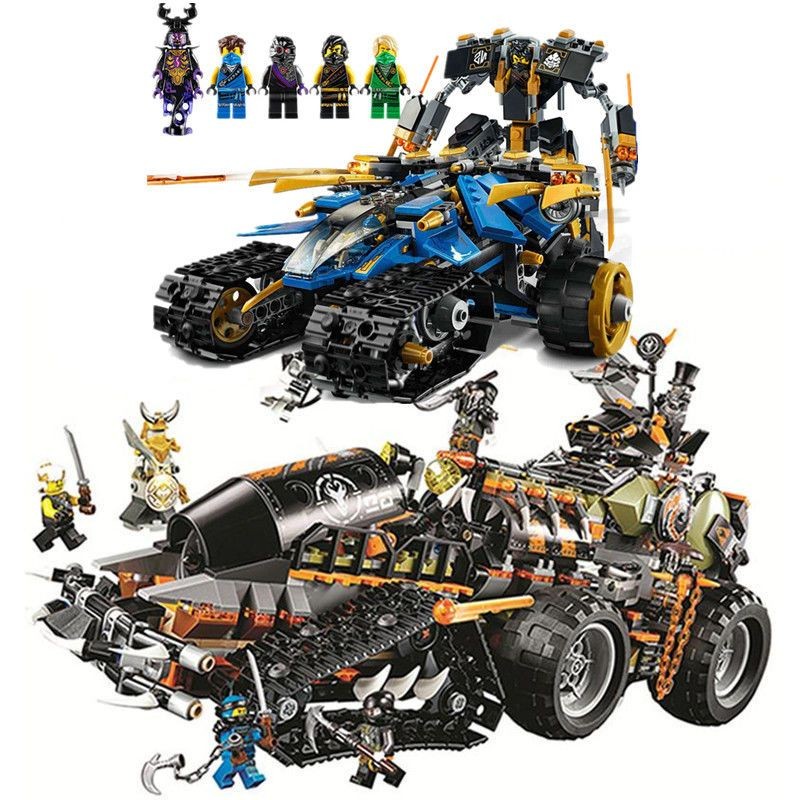  Tương thích với LEGO Ninjago Xe tải bắt rồng Mecha Xe tăng tấn công sấm sét lắp ráp khối xây dựng giáo dục đồ chơi cho b 
