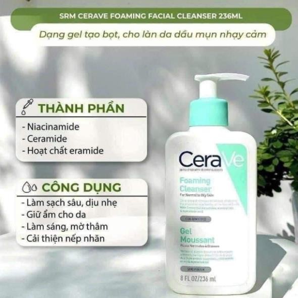Sữa Rửa Mặt CeraVe - SA Smoothing, Hydrating, Foaming Cleanser - Cho Da Dầu Mụn, Khô, Nhạy Cảm | BigBuy360 - bigbuy360.vn