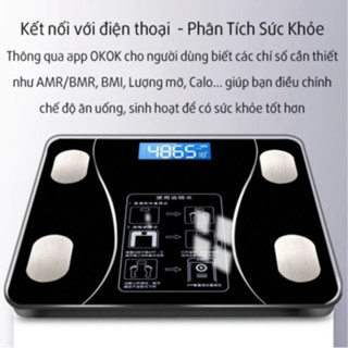  Cân Điện Tử Sạc USB Kết Nối Bluetooth Phân Tích Chỉ Số Cơ Thể Trọng Lượng Tối Đa 180kg 