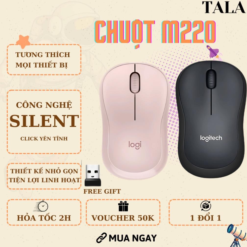 Chuột không dây Logiteche M220 Slient - Lựa chọn văn phòng giá rẻ, siêu nhạy, giảm tiếng ồn | BigBuy360 - bigbuy360.vn