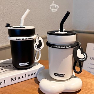  Ly Giữ Nhiệt 580ml NOWRUN Cốc cà phê bằng thép không gỉ 316 Cốc nước di động đơn giản tươi mát có ống hút 