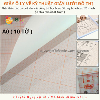 [ Gò Vấp ]  [ A0 - 10 tờ ] Giấy ô ly A0 ( 75x105cm ) vẽ Kỹ Thuật Giấy Lưới Đồ Thị , Dùng Phác thảo các bản vẽ lớn, sơ đồ