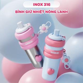  Ly giữ nhiệt tráng sứ MOC dung tích 750ml lót gốm sứ an toàn có dây treo xinh xắn nhỏ gọn 