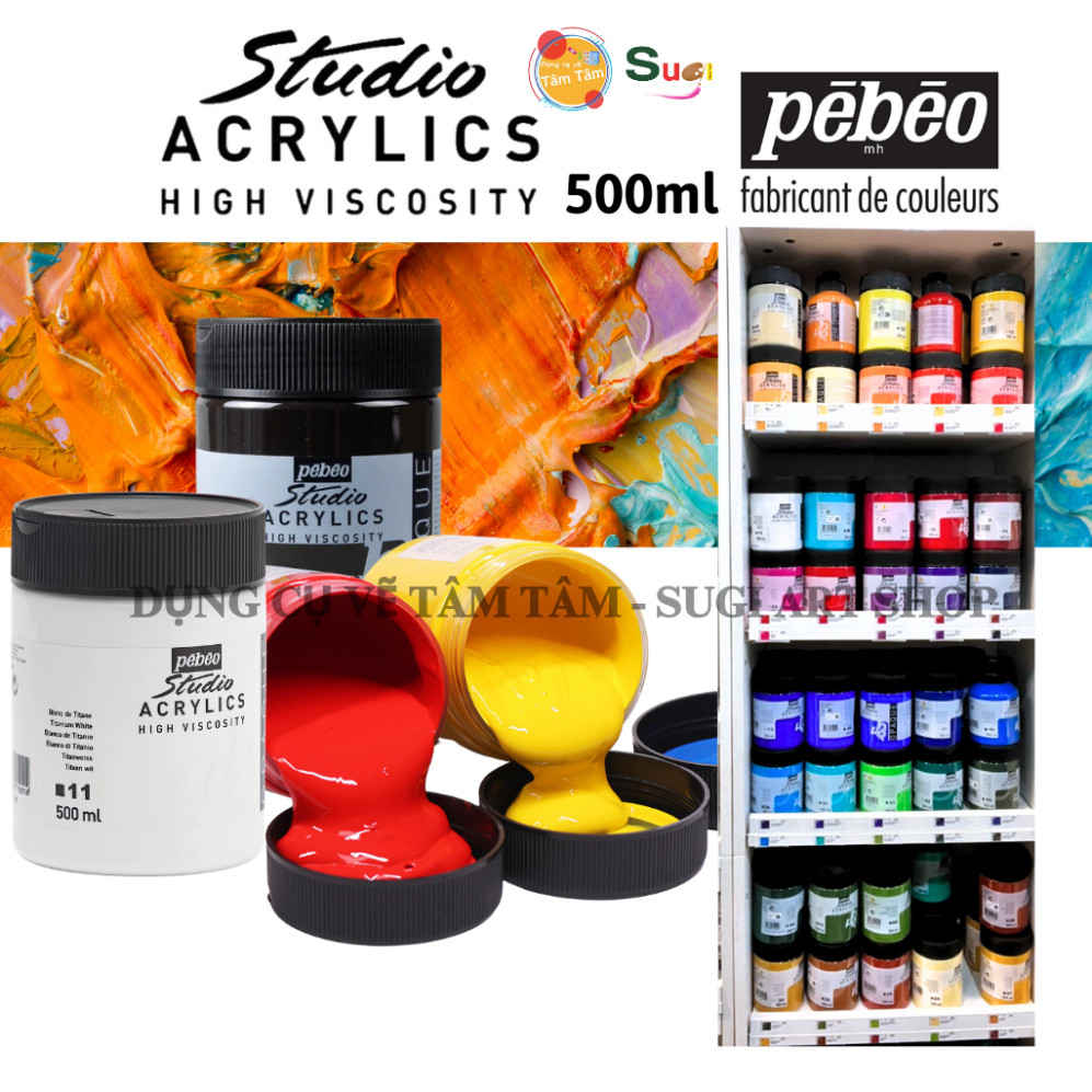 [ Gò Vấp ]  [ TÂM TÂM ] Màu acrylic Pebeo 500ml, studio acrylics Pebeo 500ml
