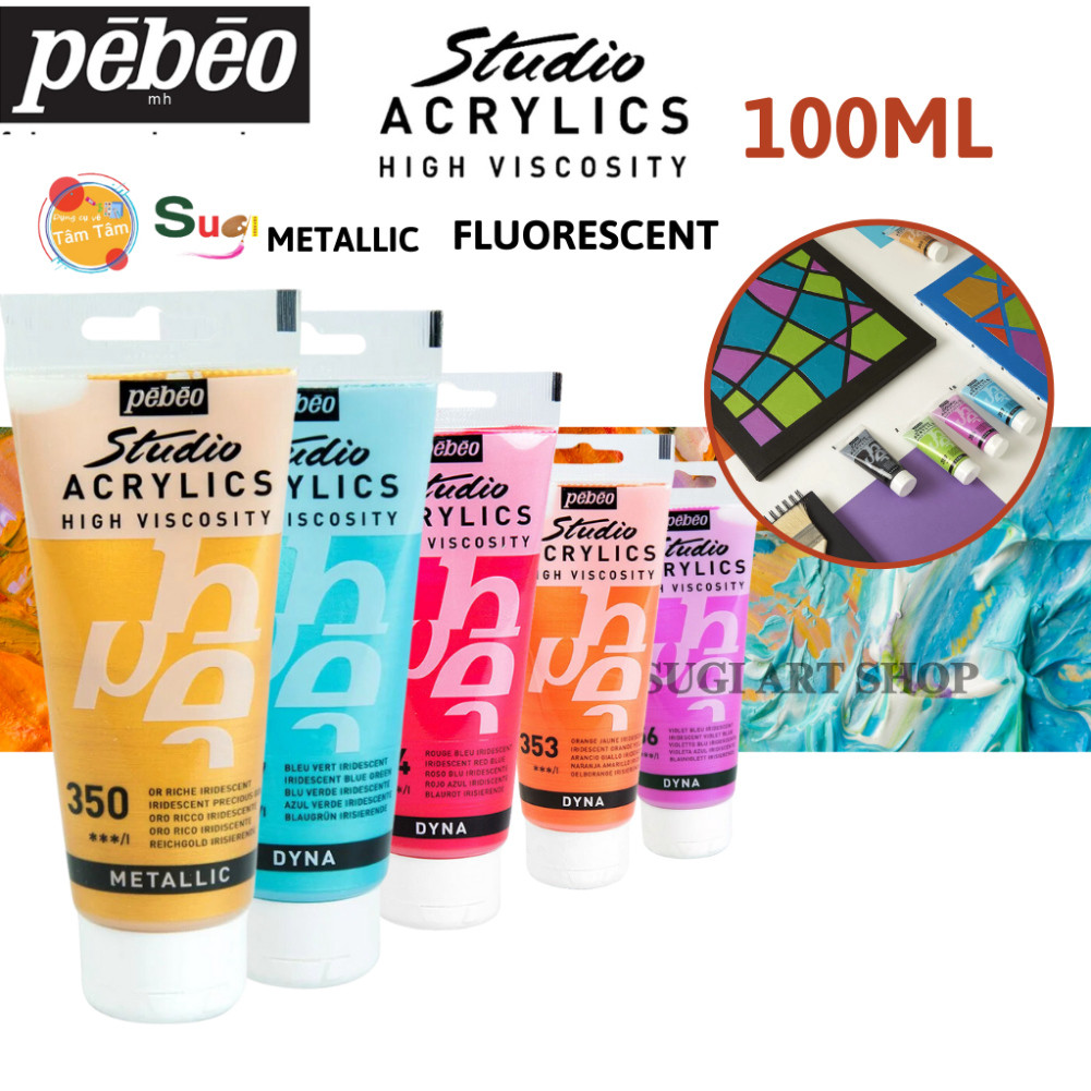 [ Gò Vấp ]  [ TÂM TÂM ] Màu acrylic NHŨ Pebeo 100ml  , MÀu ACRYLIC Pebeo TUÝP 100ml