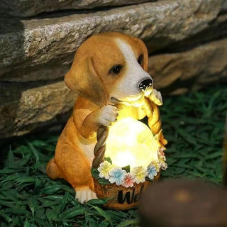 Đèn vườn năng lượng mặt trời, đèn chào mừng hình chú chó mô phỏng nổi tiếng trên mạng, đèn trang trí ban công vườn
