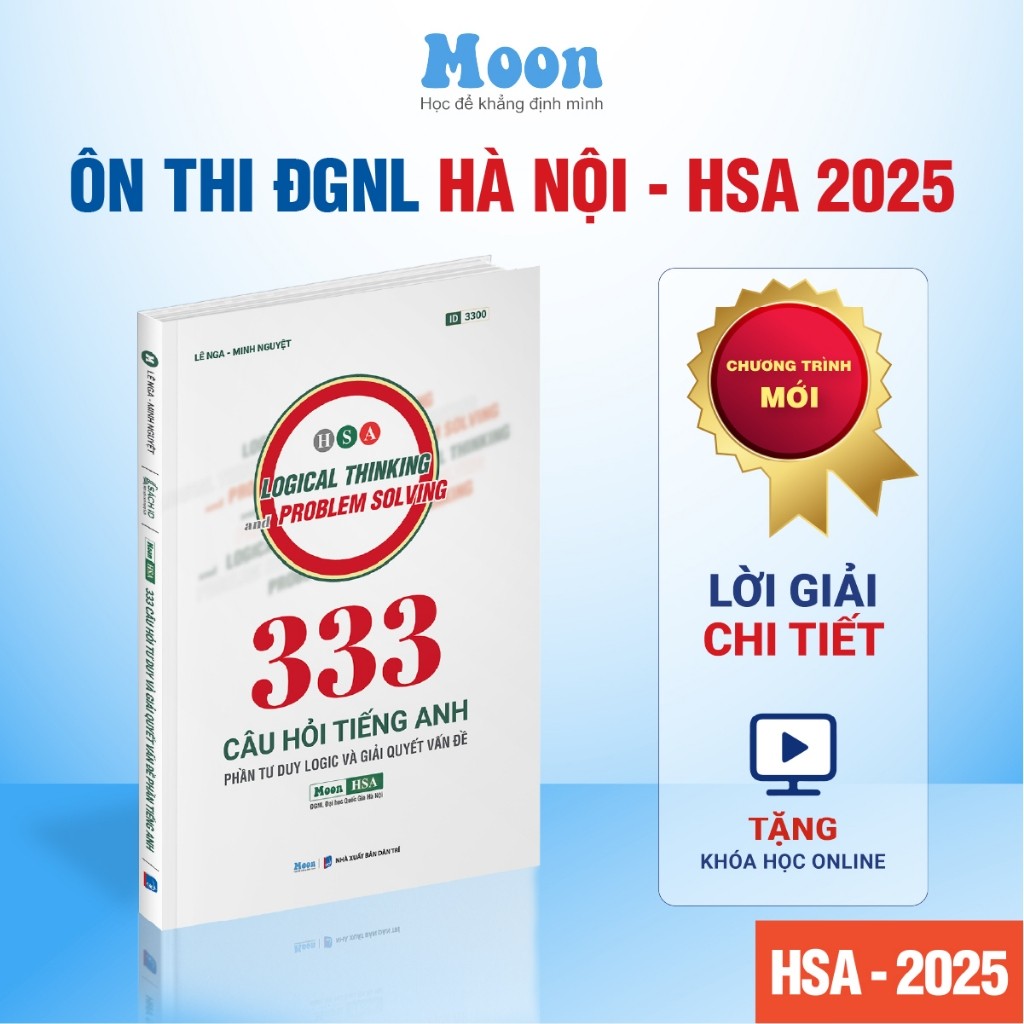 [ HSA 2025 ] - Sách ôn thi ĐGNL Hà Nội  Sổ tay 333 câu hỏi tư duy và giải quyết vấn đề Tiếng anh - M