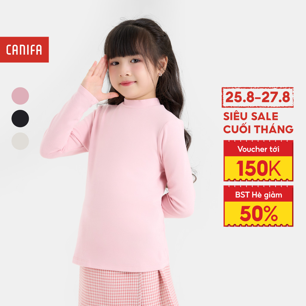 Áo giữ nhiệt bé gái CANIFA dài tay cổ lửng 1IT24W001