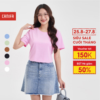  Áo phông nữ CANIFA áo thun basic cộc tay chất liệu cotton 6TS24A001 