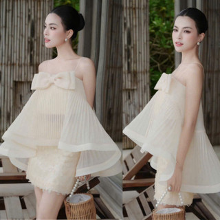  Set Áo 2 Dây Đính Nơ Dáng Bồng Xòe Kèm Chân váy Kim Sa MELLYSTORE Đẹp Quyến Rũ ,Sang Trọng MYBOUTIQUE 