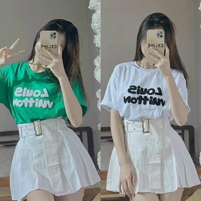 CHÂN VÁY KAKI XẾP LY XOÈ PHỐI NỊT DT2K1