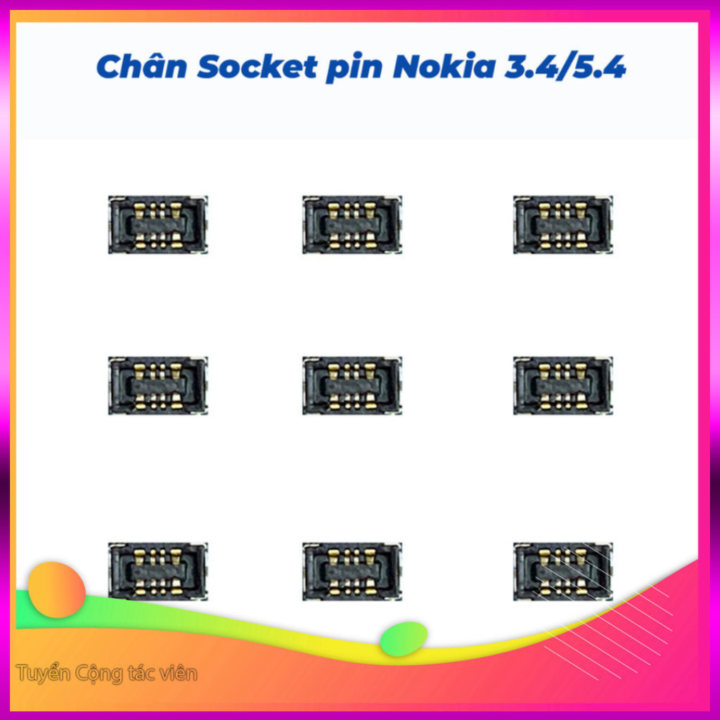 Chân socket pin trên main nokia 3.4, 5.4 ,tại kho 198