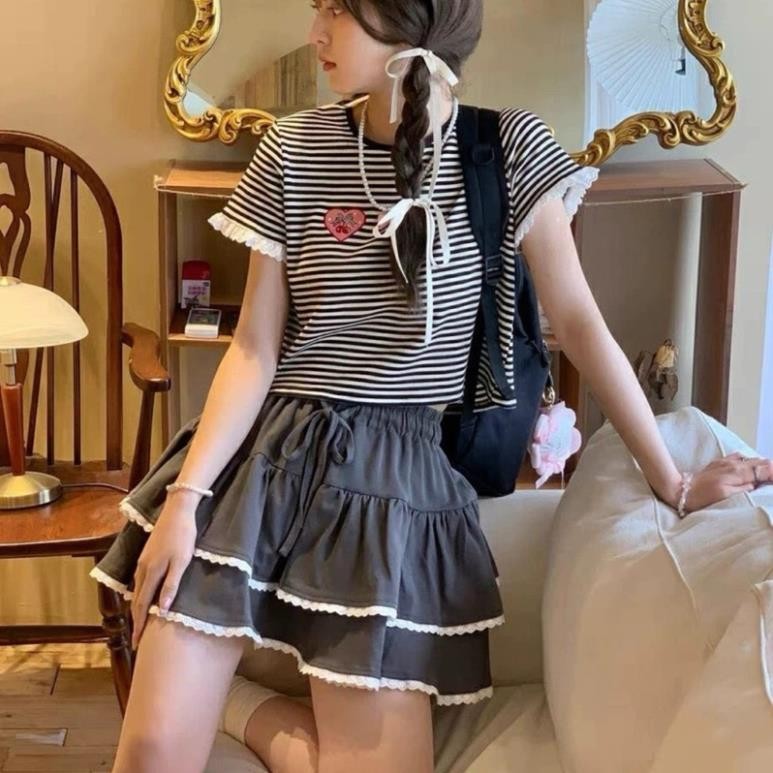 CHÂN VÁY HAI TẦNG VIỀN REN CÔNG CHÚA BONG BÓNG CVR04