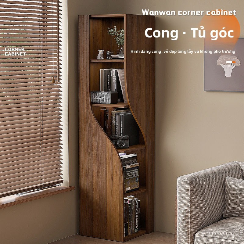 BCOK Tủ góc bằng gỗ óc chó, tủ góc, giá lưu trữ đứng, tủ lưu trữ góc phòng ngủ, tủ tường, kệ sách gó