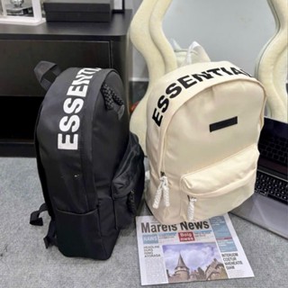 Balo đi học nam nữ PB vải canvas thêu logo cao su phối in chữ Essentials viền size 40 quai to basic BL58P