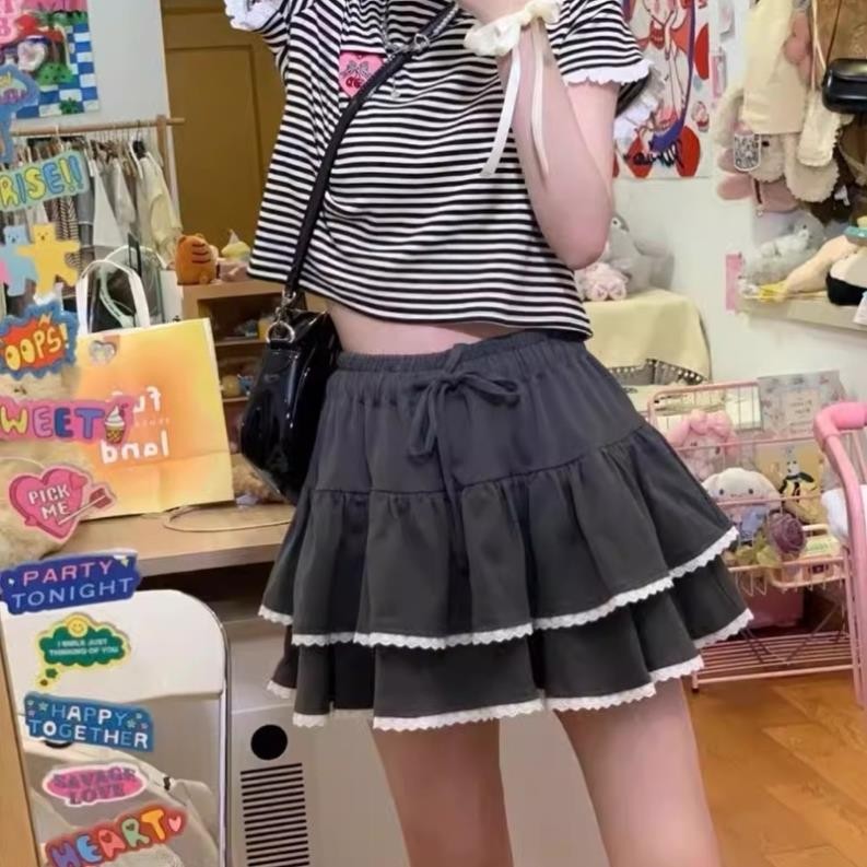 CHÂN VÁY VIỀN REN HAI TẦNG CHẤT NỈ XINH XỈU CVR04