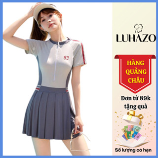Bikini Đồ Bơi Thể Thao LUHAZO Ngắn Tay Số 93 Liền Thân  Khóa Kéo Phối Chân Váy Xếp Ly Che Khuyết Điểm 9140-93 F-25