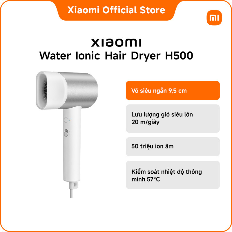 Xiaomi Water Ionic Hair Dryer H500｜Liệu pháp tạo ion nước kép｜Luồng khí cực cao 20m/giây*｜Thân bằng 