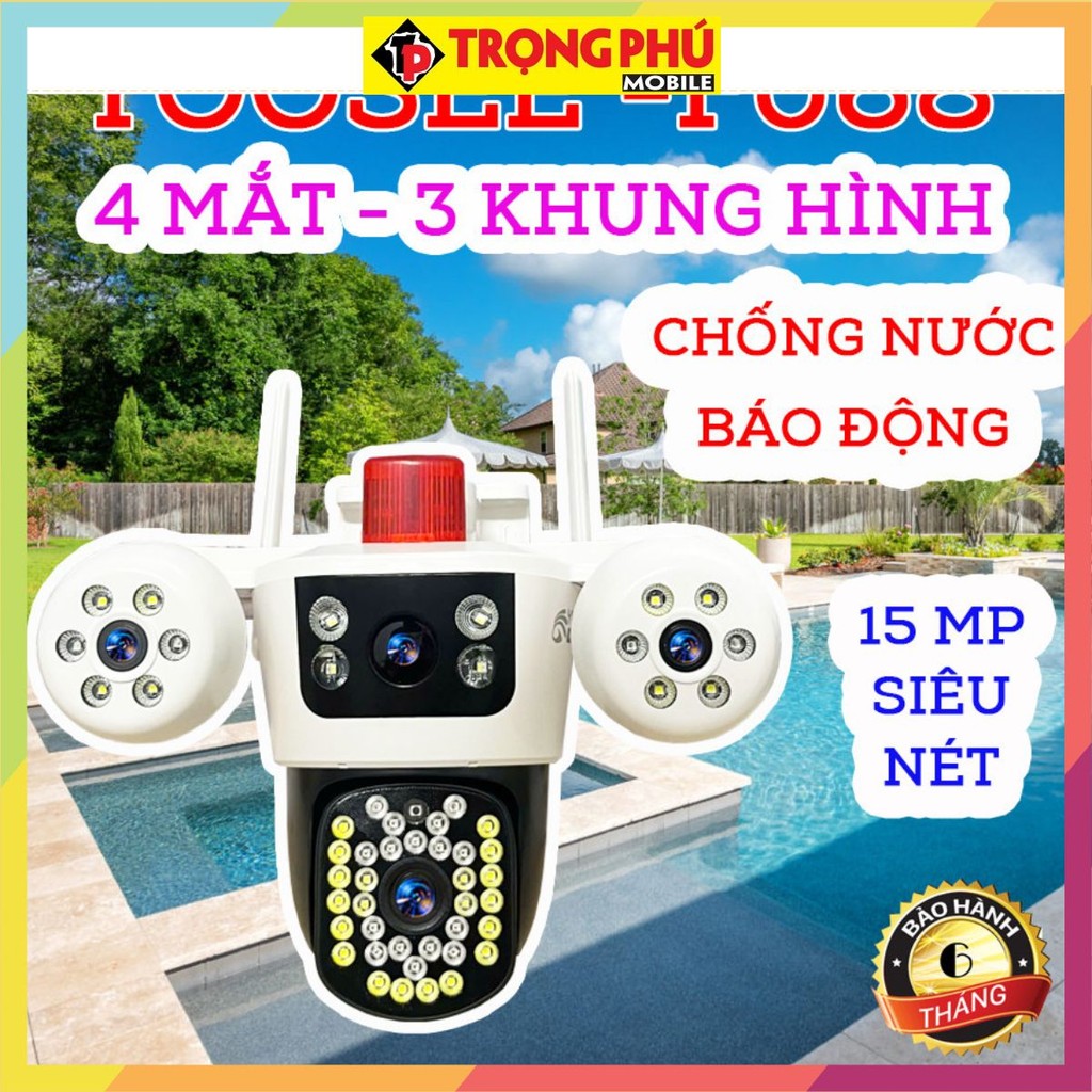 Camera Wifi 4 Mắt 3 Màn Hình Yoosee F068. 15MP - Đang cháy hàng
