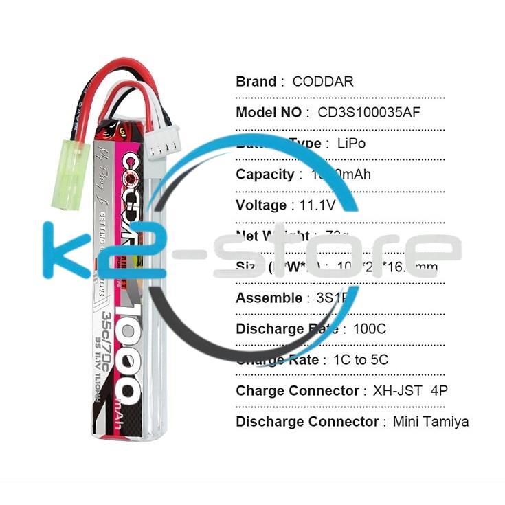 [K2 Store] Phụ kiện đồ chơi mô hình CODDAR 1000mAh/35C/11.1V
