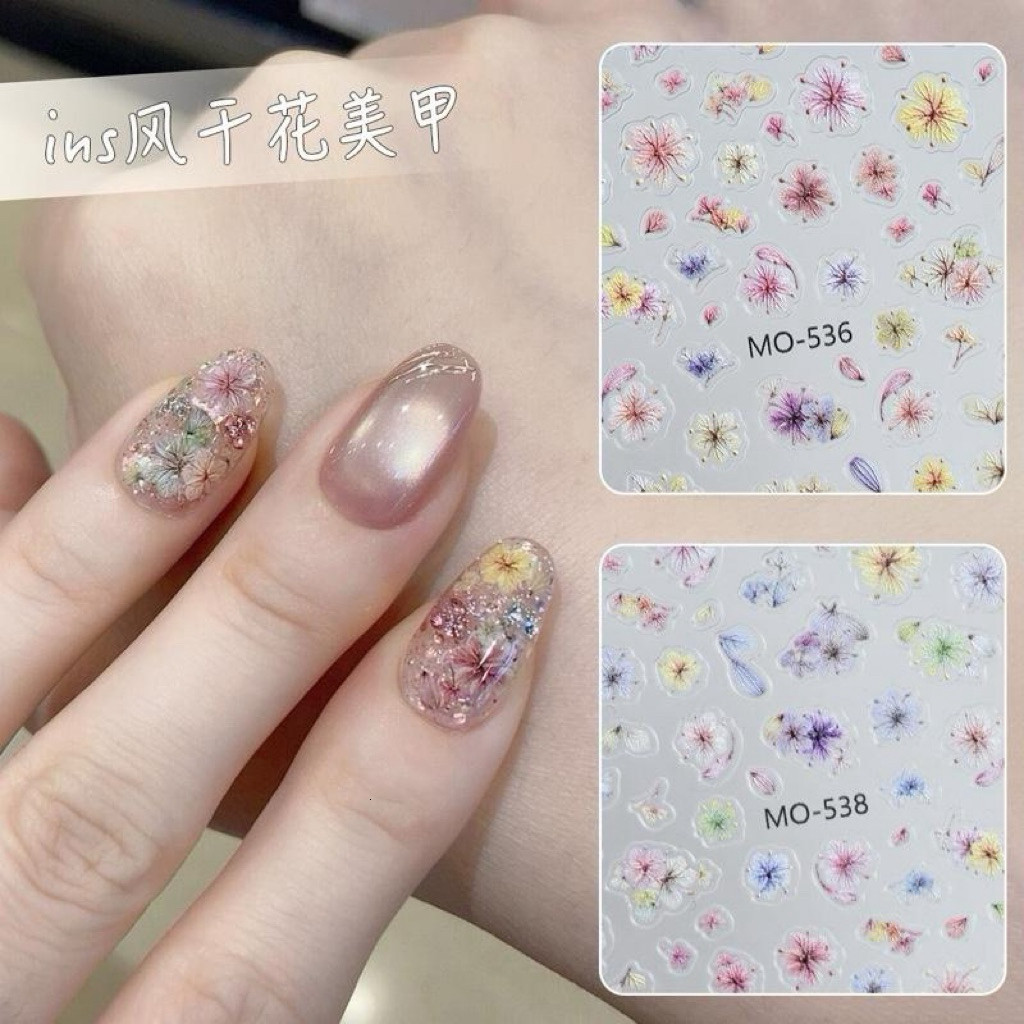 Phụ kiện nails chính hãng - Sticker hoạ tiết hoa khô 3D nổi, phong cách INS - Unnie Nails