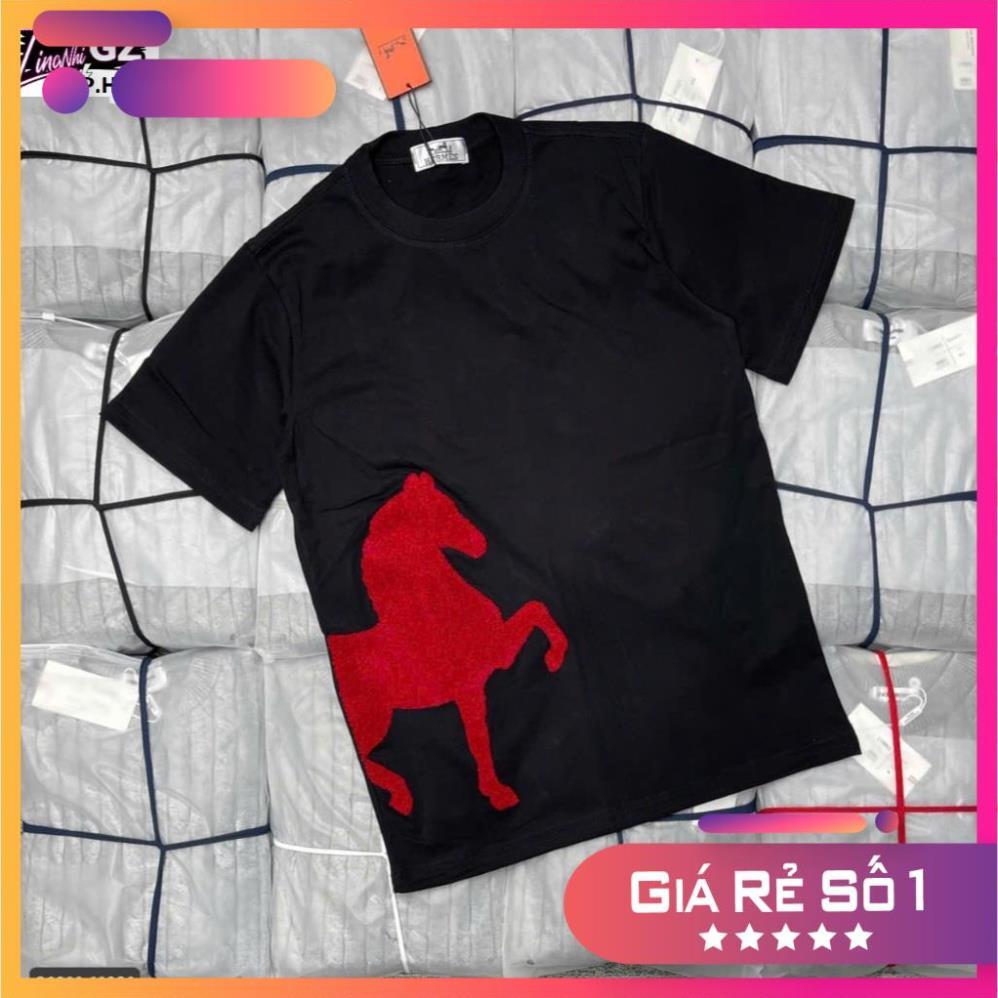 ⚜️ áo thun, áo phông cổ tròn Tee - Shirt Hermes Thêu Xù nam nữ Về Full Bản Màu 😍😍  S M L XL  hình ản