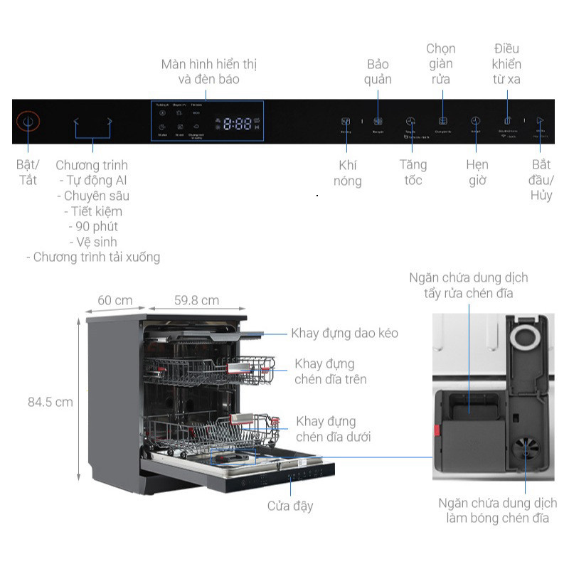 DW-15F7(G)-VN | [TẶNG CHẢO 2TR3] Máy Rửa Chén Toshiba DW-15F7(G)-VN NEW 2026 + Rửa Sấy Khô Tuyệt Hảo - Bảo Hành 36T | BigBuy360 - bigbuy360.vn