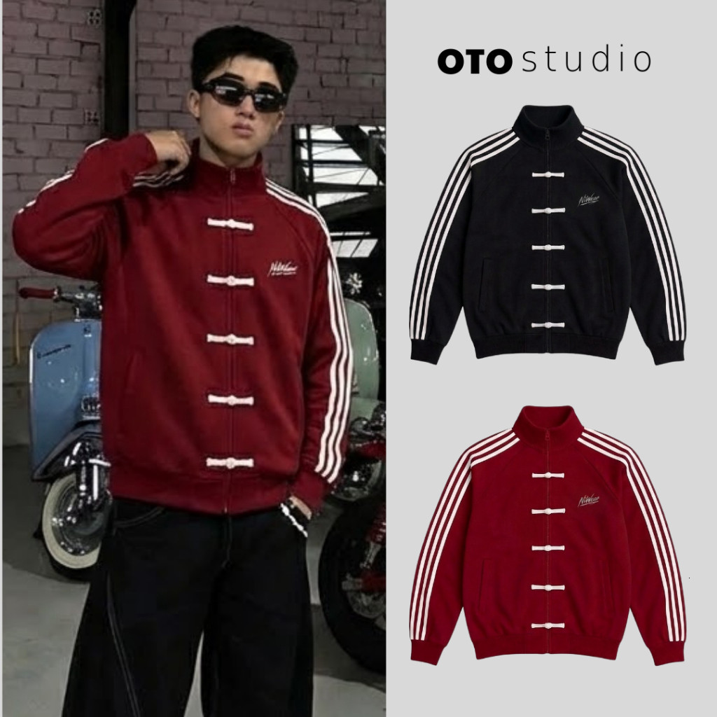 Áo Khoác Đệm Vai Style Douyin Hot Trend - Phối Sọc Thể Thao Form Rộng Hack Dáng Unisex Nam Nữ Mặc Đô