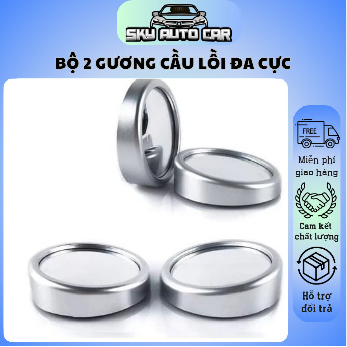 Bộ 2 Gương Cầu Lồi Đa Cực 3R-012 CHÍNH HÃNG Gắn Gương Chiếu Hậu Ô Tô Xe Máy