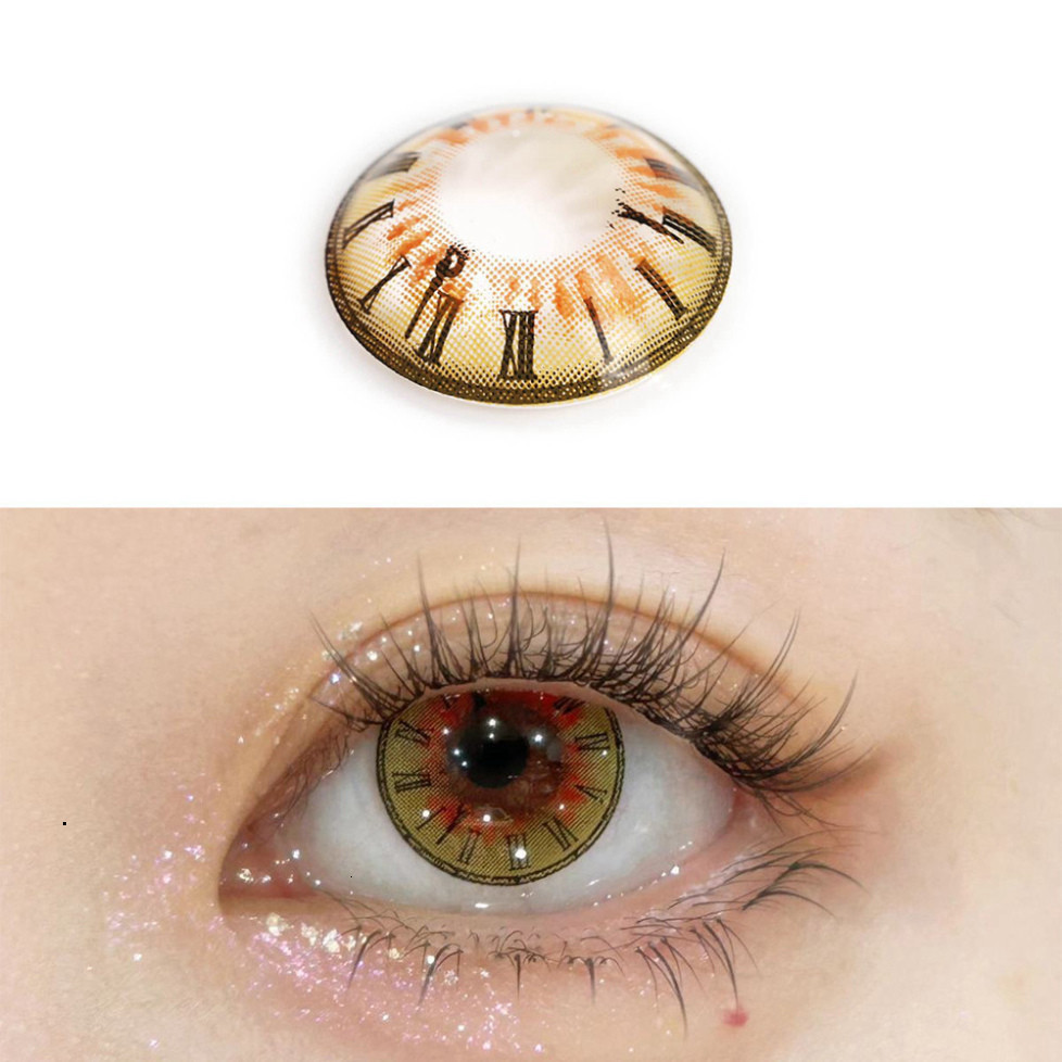 [Có độ cận] Lens cosplay . 2 Cái / 1 Cặp Tokisaki Kurumi Cosplay Màu Kính Áp tròng