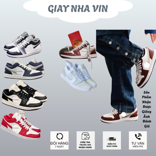Giày Sneaker JD 1 low nam nữ size 36>43 fullbox Rồng Đỏ Panda Xám Xanh Navy chuẩn from giá tại xưởng