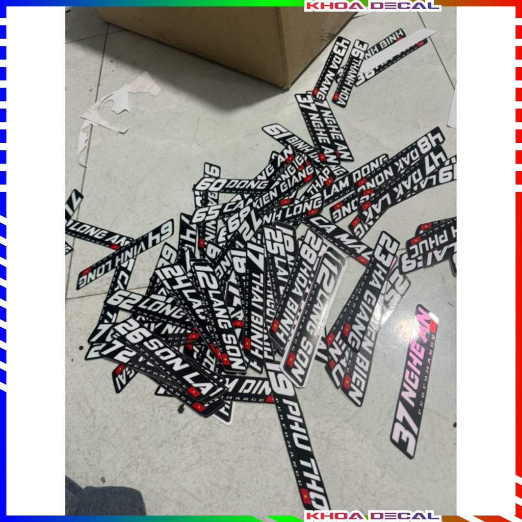 tem tỉnh thành, tem dán performance 63 tỉnh thành VIỆT NAM, chất liệu decal cao cấpchống nước