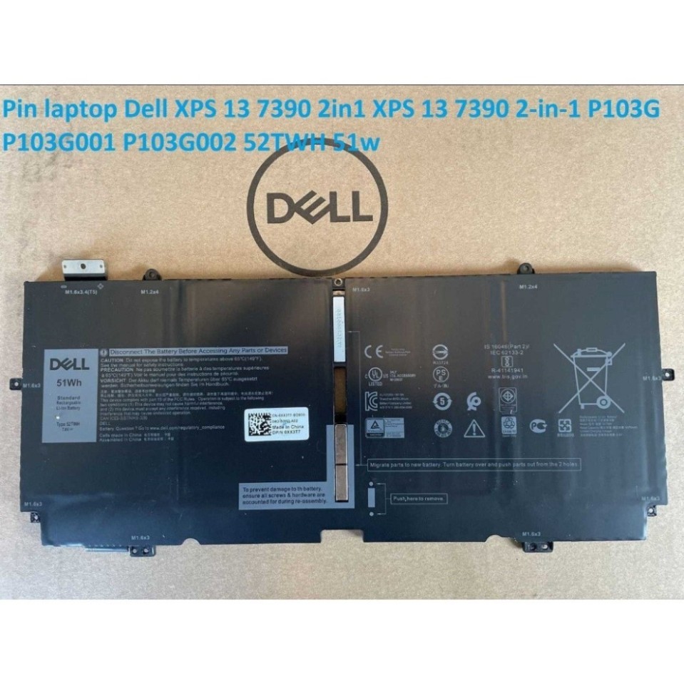⚡️ Pjn laptop Dell XPS 13 7390 2in1 XPS 13 7390 2-in-1 P103G P103G001 P103G002 52TWH 51W