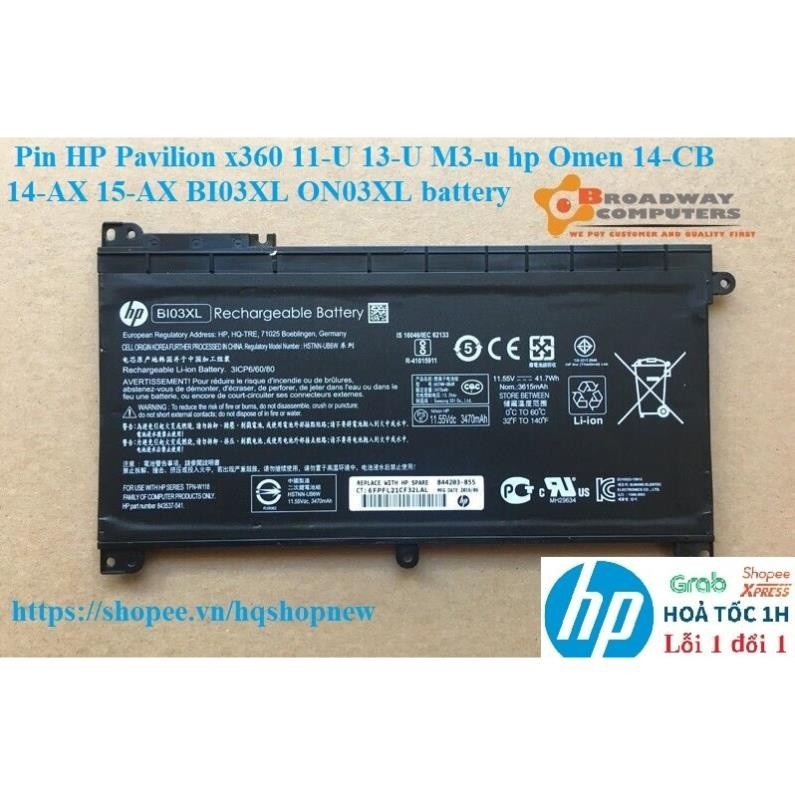 ⚡️ Pjn dùng cho HP Pavilion x360 11-U 13-U M3-u hp Omen 14-CB 14-AX 15-AX BI03XL ON03XL battery