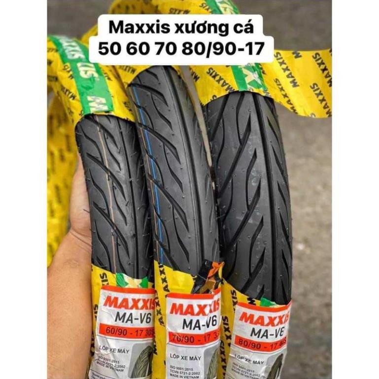 Vỏ lốp Maxxis V6 50,60/90-17 gai xương cá phượng hoàng. Vỏ dùng ruột.