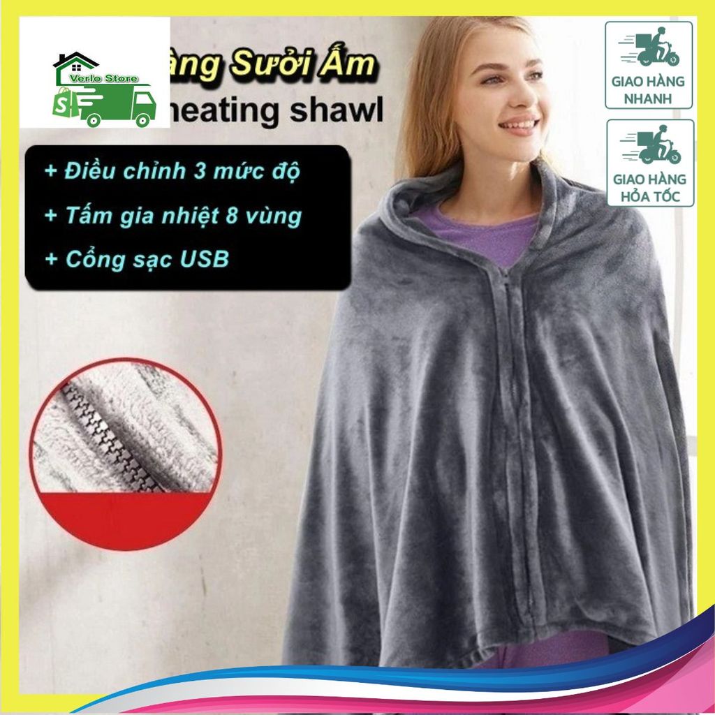 Áo Choàng Sưởi Ấm Coral Flannel Heated 8-Zone Cao Cấp
