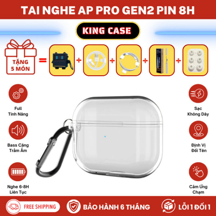 Tai Nghe Bluetooth PRO.2 8H l Chip Jerry 6973 l Main đỏ XRX l Bass Mạnh l Bản Full Có Sạc Không Dây 